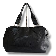 美品 ヴィヴィアン バッグ レザー パンチング オーブ シボ革 メンズ 大 