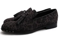 ジミーチュウ／Jimmy Choo タッセルローファー シューズ 靴 メンズ 男性 男性用 スエード スウェード レザー 革 本革 グレー 灰色  FOXLEY レオパード柄 スリッポン レザーソール マッケイ製法のサムネイル