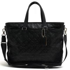 美品 COACH オプアート エンボスド レザー ボストンバッグ 2way 黒