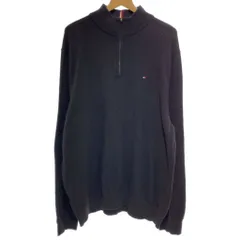 【中古】　TOMMY HILFIGER　セーター　長袖　ニット　トップス　ジップアップセーター　ハイネック　ハーフジップ　ワンポイント　オーバーサイズ　古着　/7073
