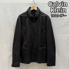カルバンクライン レザージャケット 黒 ラムレザー シングル 36 短丈