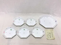 D18411 両国国技館 大相撲 土産 八角中皿・小皿5客 軍配柄 食器 お皿セット 未使用 丸越陶器 和食器のサムネイル