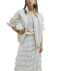 マレーラ レディース アウター ジャケット・ブルゾン レザー Marella Vertice Nappa Leather Blouson Jacket Wool White ホワイトのサムネイル