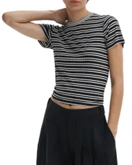 ラグアンドボーン レディース トップス Tシャツ コントラスト rag bone Luca Stripe Contrastee Ivory Black Multi アイボリーのサムネイル