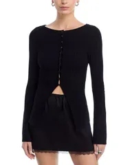 フリーピープル レディース アウター カーディガン クルーネック セーター Free Peopleast Side Crewneck Cardigan Sweater Black ブラックのサムネイル