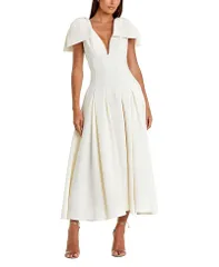 マックダガル レディース トップス ワンピース クレープ A ライン ミディ Mac Duggal Crepe A Line With Bow Straps Midi Dress Ivory アイボリ