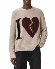 オールセインツ メンズ アウター ニット・セーター クルーネック ALLSAINTS Love Crewneck Sweater Pebble Brown ブラウンのサムネイル