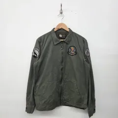 ヴィンテージ グリーン カラー パッチ ジャケット ユニセックス XL