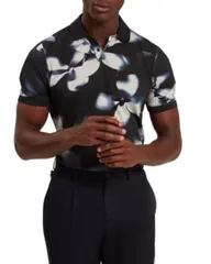 テッドベーカー メンズ トップス ポロシャツ フラワー柄 フラワー Ted Baker Longbri Short Sleeve Floral Polo Shirt Navy ネイビーのサムネイル