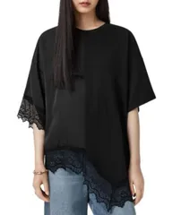 オールセインツ レディース トップス Tシャツ レーストリム レース ALLSAINTS Lenny Lace Trim Tee Black ブラックのサムネイル