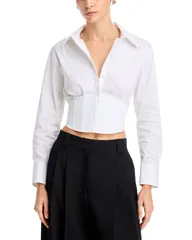 アリスアンドオリビア レディース トップス シャツ ボタンダウン Alice and Olivia Edie Corset Button Down Top Off White オフホワイトのサムネイル