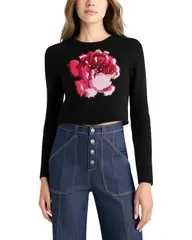 サンク セプト レディース アウター パーカー・スウェット スウェット シャツ クロップド Cinq Sept Heritage Rose Cropped Sweatshirt Blacksheer