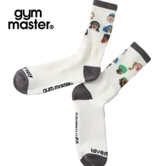 gym master ジムマスター 【LOVE MYSELF】スマイル総柄クルーソックス｜ポップデザイン・配色リブ・男女兼用 G757728 ホワイト×チャコールのサムネイル