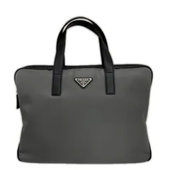 PRADA プラダ ビジネスバッグ ハンドバッグ ブリーフケース ナイロン/サフィアーノ グレー ブラック メンズ【中古】【473】のサムネイル