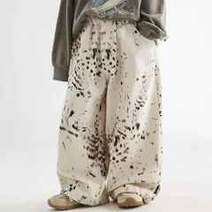 子供服  キッズ服 女の子  男の子 ボトムス キッズパンツ デニムパンツ ヒョウ柄  アニマル柄　おしゃれ かわいい カジュアルパンツ ワイドパンツ ベージュ