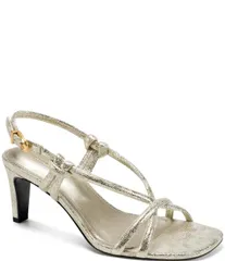 ダナキャラン レディース シューズ サンダル トール Donna Karan Basil Crackled Metallic Dressandals White Gold ホワイトのサムネイル