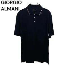 【極美品・最高峰】ジョルジオアルマーニ 鹿の子 ポロシャツ 48 イタリア製 ネイビー 紺のサムネイル