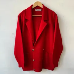 12801 - BURBERRY バーバリー レッド ゴールド ウール カーディガン (ウール 100%)のサムネイル