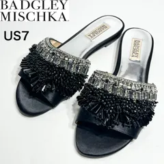【美品】Badgley Mischka バッジェリーミシュカ 黒 ビジュー スライドサンダル US7のサムネイル