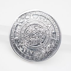 ビンテージ メキシコ 銀細工 未使用 アステカ 太陽神 彫刻 ブローチ