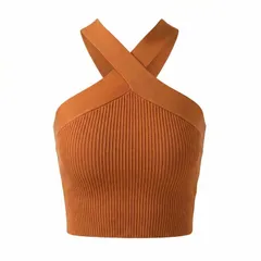 セオリア レディース アウター ニット・セーター Vネック 背中開き Seoria Womens Cross Vneck Strap Hanging Necknitted Backless Tankのサムネイル