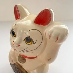 常滑焼 招き猫 ドル猫 貯金箱 縁起物 千客万来 置物 アメリカン雑貨 