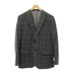ランバンオンブルー LANVIN en Bleu テーラードジャケット アウター シングル 総裏地 ウール チェック柄 46 グレー 紺 ネイビー /BBのサムネイル