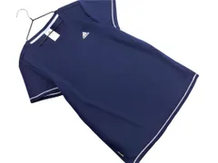 adidas アディダス ロゴ プリント トレーニングウェア カットソー sizeL/紺 ■◆ レディース