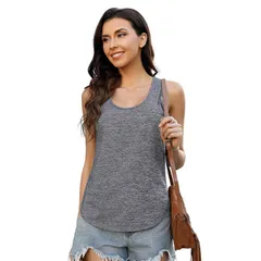 セオリア レディース トップス Tシャツ Seoria Women Tank Tops Casualoose Fit Shirts Grey グレーのサムネイル