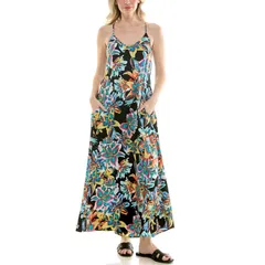 ニコルミラー レディース トップス ワンピース プリント サテン マキシ Womens Nicole Miller Printed Satin Maxi Slip Dress Technicolorのサムネイル