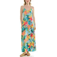 ニコルミラー レディース トップス ワンピース プリント サテン マキシ Womens Nicole Miller Printed Satin Maxi Slip Dress Paradise Islのサムネイル