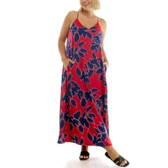 ニコルミラー レディース トップス ワンピース プリント サテン マキシ Womens Nicole Miller Printed Satin Maxi Slip Dress Red Bud Navyのサムネイル