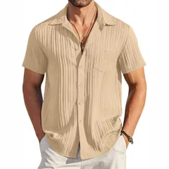 セオリア レディース トップス Tシャツ スリムフィット ポロシャツ リブ ニット Seoria Mens Ribbed Knit Slim Fit Collar Muscle Casual Fashのサムネイル