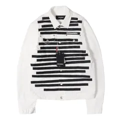 DSQUARED2 ディースクエアード ジャケット ホワイト 白 サイズ:48 | 21SS ボーダープリント ホワイト デニムジャケット (Dan Jean Jacket) | アウター ブルゾン 上着 | イタリア製【メンズ】【中古】のサムネイル
