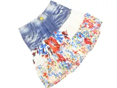 Desigual デシグアル デニム 切替 花柄 ミニ スカート size34/白ｘ紺 ■◆ レディースのサムネイル