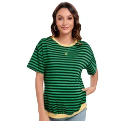 セオリア レディース トップス Tシャツ クルーネック カラーブロック マタニティ Seoria Maternity TShirt Short Sleeve Colorblock Crew Neckのサムネイル
