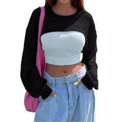 クリアフラワー レディース アウター ニット・セーター シャツ ClearFlower Womens Fall Casual Sweater Knit Crop Shrug Top Long Slee