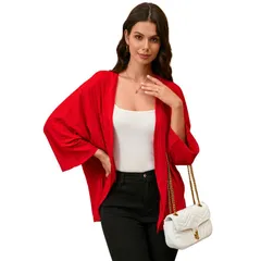 セオリア レディース アウター ニット・セーター ドレープ カーディガン Seoria Womens Lightweight Cardigans Batwing Long Sleeve Drape Oのサムネイル