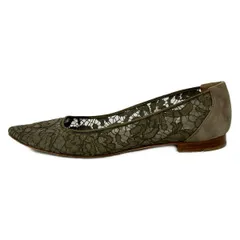 MANOLO BLAHNIK(マノロブラニク) フラットシューズ 38 1/2 レディース カーキ×グレーベージュ レース/メッシュのサムネイル
