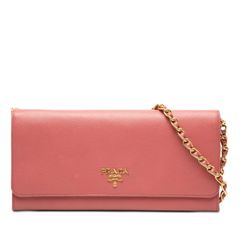 PRADA プラダ サフィアーノメタル チェーンウォレット ピンクベージュ プラダ サフィアーノ チェーンウォレット ピンク - メルカリ