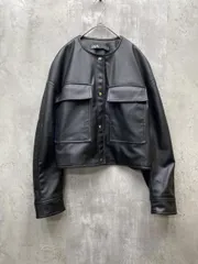 ZARA ザラ ノーカラー フェイクレザー ジャケット ショート丈 sizeS/ブラック ◇■ レディース