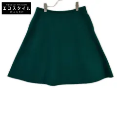 DRAWER　ドゥロワー　6524-234-1105 17AW グリーン ウール シルク メルトン フレア スカート　38のサムネイル