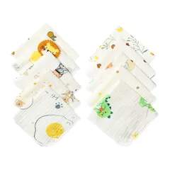 【特価セール】綿100% 保育園用 名前を書ける 速乾 20x20cm 吸水 赤ちゃん ガーゼ 10枚セット 4層 ベビー ガーゼハンカチ