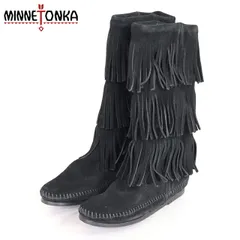 ミネトンカ MINNETONKA レディース ブーツ フリンジ飾りブーツ ブラック系 長期保管品（サイズ/22）ro2049のサムネイル