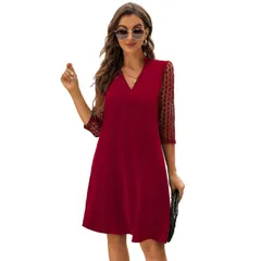 ミスキー レディース トップス ワンピース ミニ MISSKY Womens Long Sleeve Mini Dress Casualoose Flowy Swing Tunic Dresses F