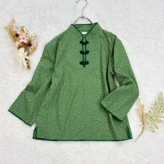 日本製 BEAMS BOY ビームスボーイ チャイナシャツ スタンドカラー 花柄 総柄 グリーン 緑 レディースのサムネイル