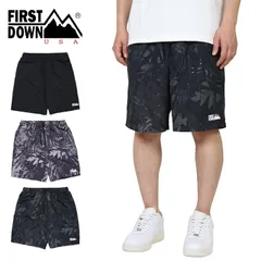 ファーストダウン ショートパンツ FIRST DOWN ショーツ ハーフパンツ ストレッチ メンズ ブランド 大きいサイズ おしゃれ おすすめ 人気 黒 総柄 firstdown043 ブラック リーフ M L XLのサムネイル