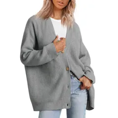 セオリア レディース アウター ニット・セーター Vネック カーディガン Seoria Womens Cardigan Sweaters Casual Fall Open Front Oversizeのサムネイル