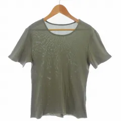 ハナエモリ HANAE MORI Tシャツ カットソー 半袖 ラウンドネック 薄手 コットン 無地 M カーキ トップス /AZのサムネイル