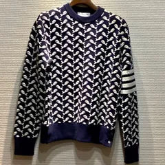 トムブラウン THOM BROWNE 4bar くじら柄 ニット セーター 長袖 丸首 紺 ネイビー 白 ホワイト [1] メンズ I613/T33のサムネイル